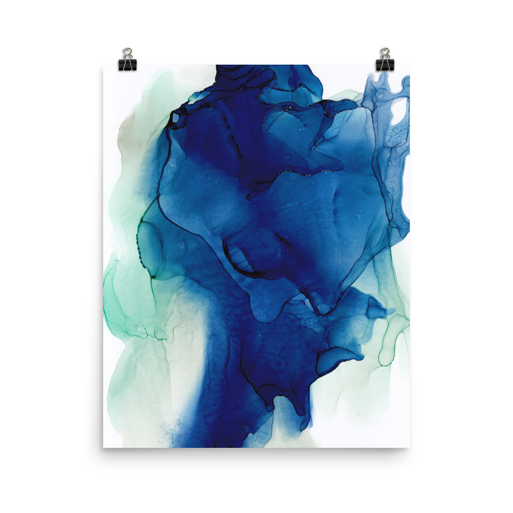 Blue Abstract Art Print, Indigo Dawn - Image 4