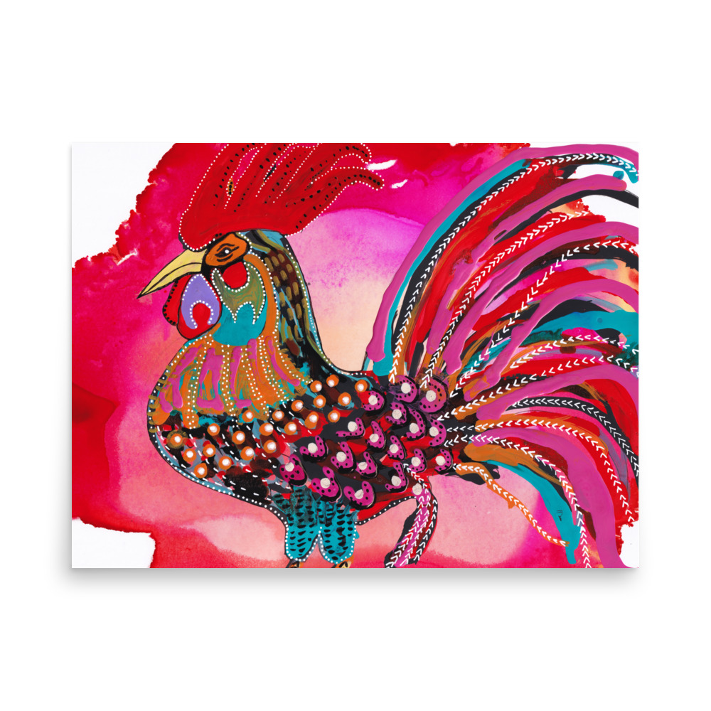 Fiesta Chickens Road Island Red Rooster Art Print - Image 3
