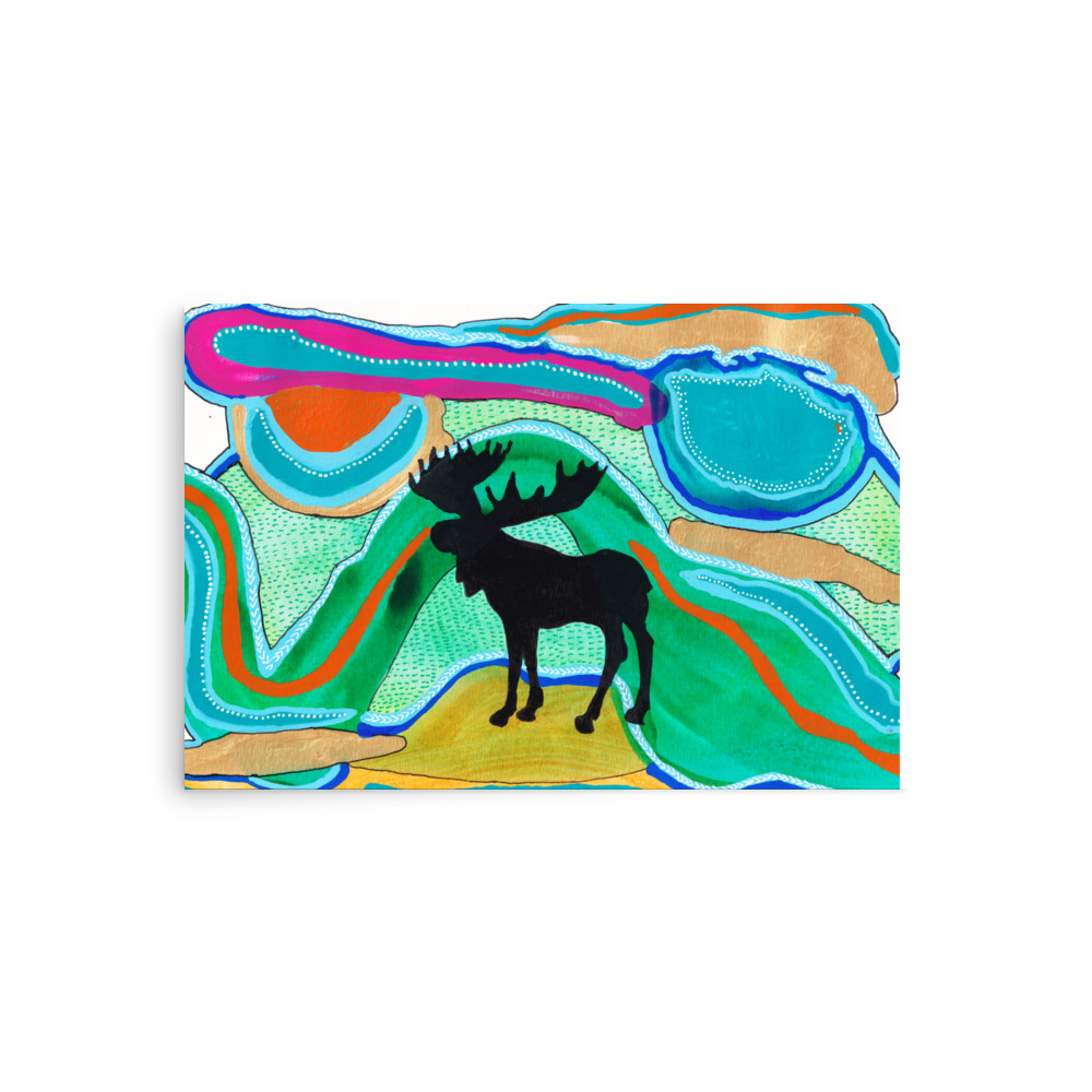 Green Psychedelic Moose Silhouette Art Print - Image 11