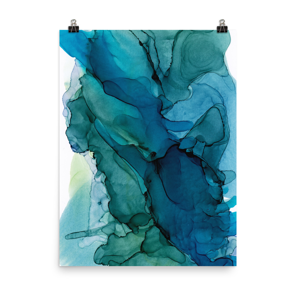 Teal and Green Abstract Art Print, Walked Away - Image 2