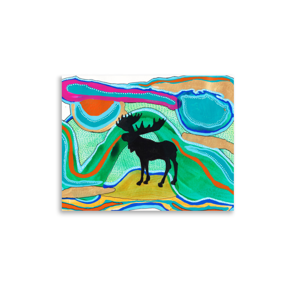 Green Psychedelic Moose Silhouette Art Print - Image 2