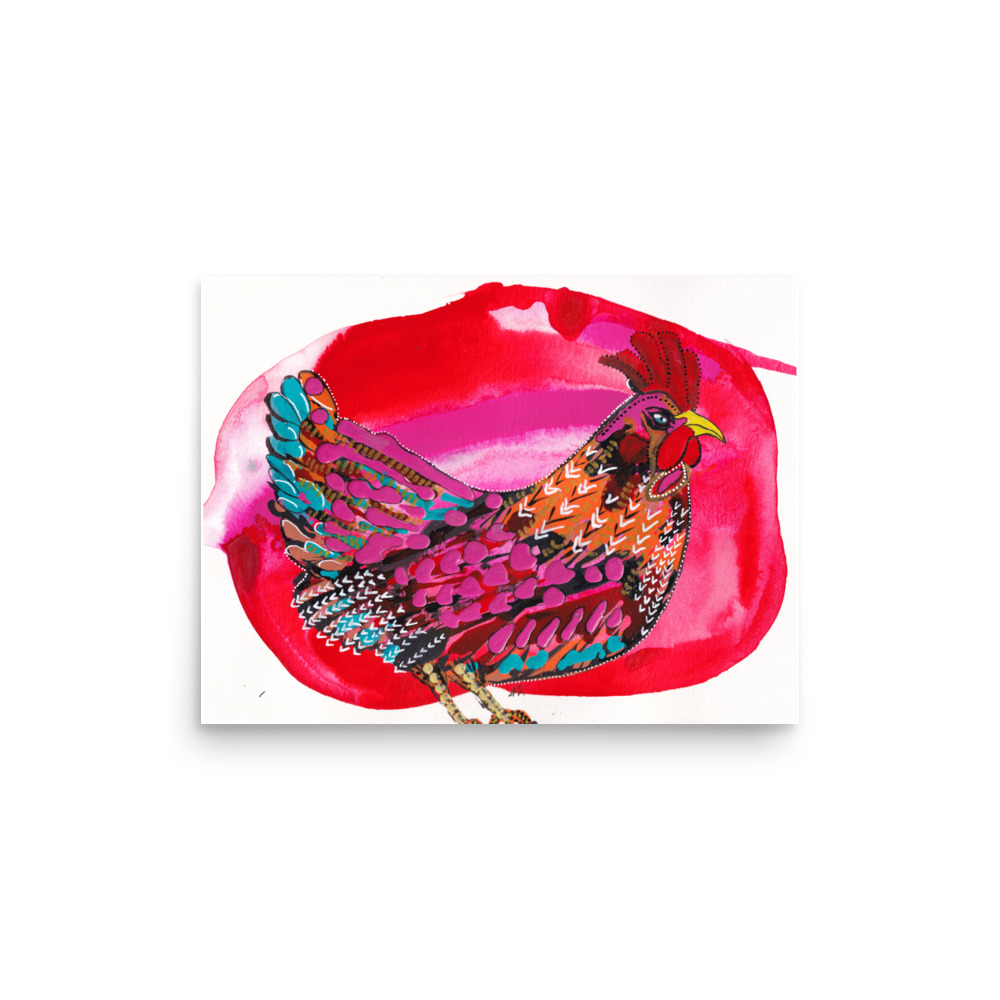 Fiesta Chickens Evil Eye Road Island Red Hen Art Print - Image 2
