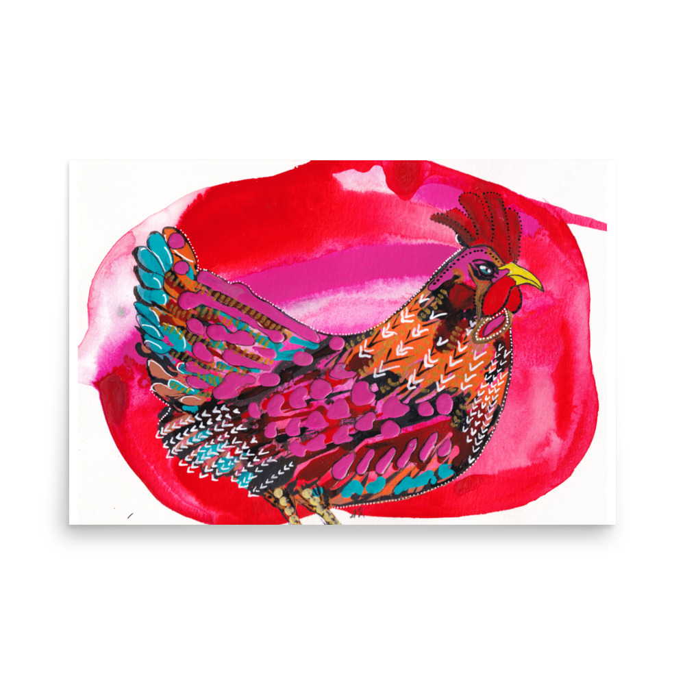 Fiesta Chickens Evil Eye Road Island Red Hen Art Print - Image 6