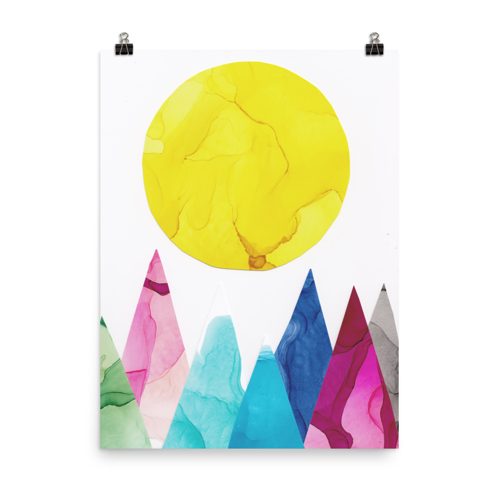 Mountain Sunrise Collage Painting Art Print - Image 7