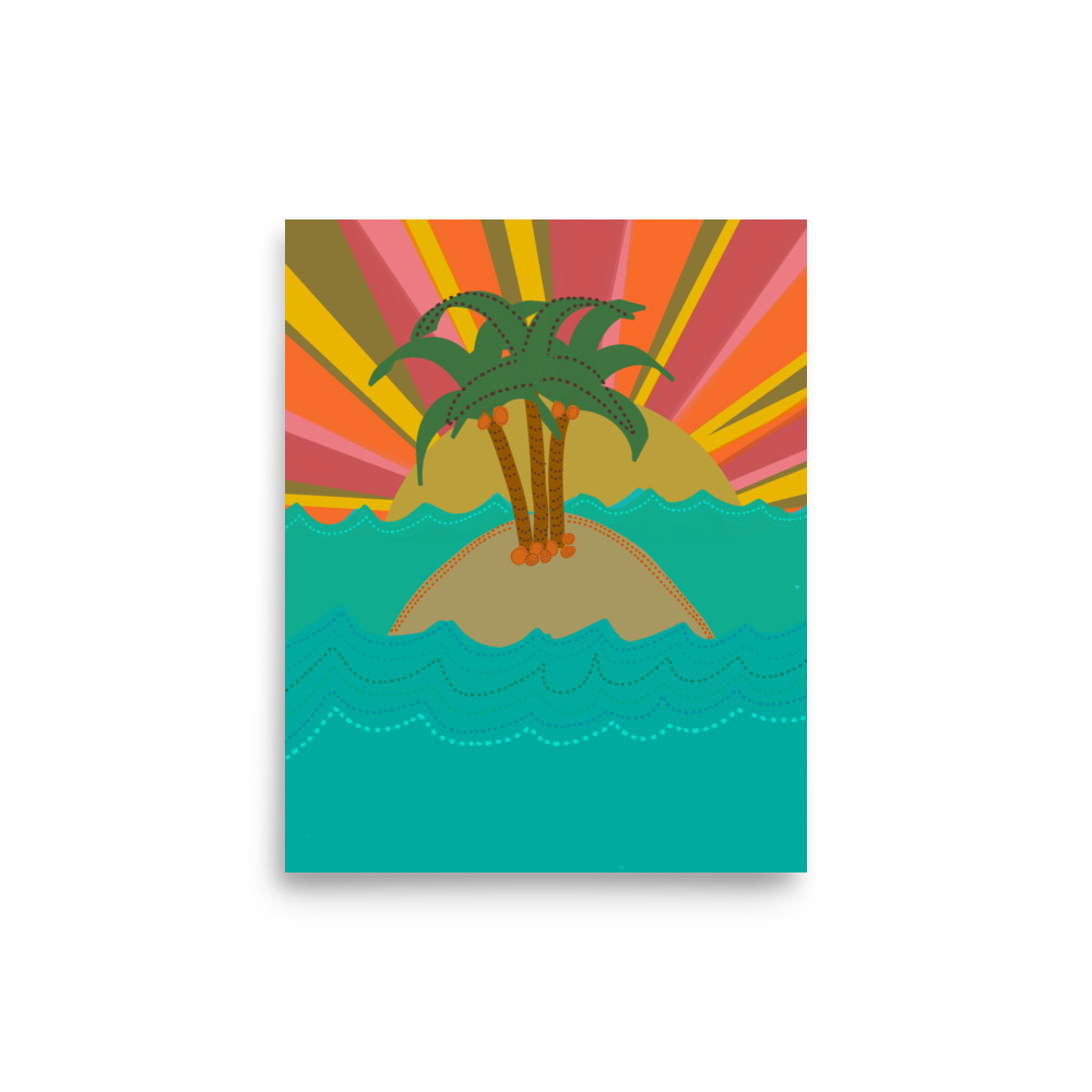 Vacation Island Sunset Illustration Art Print - Image 3