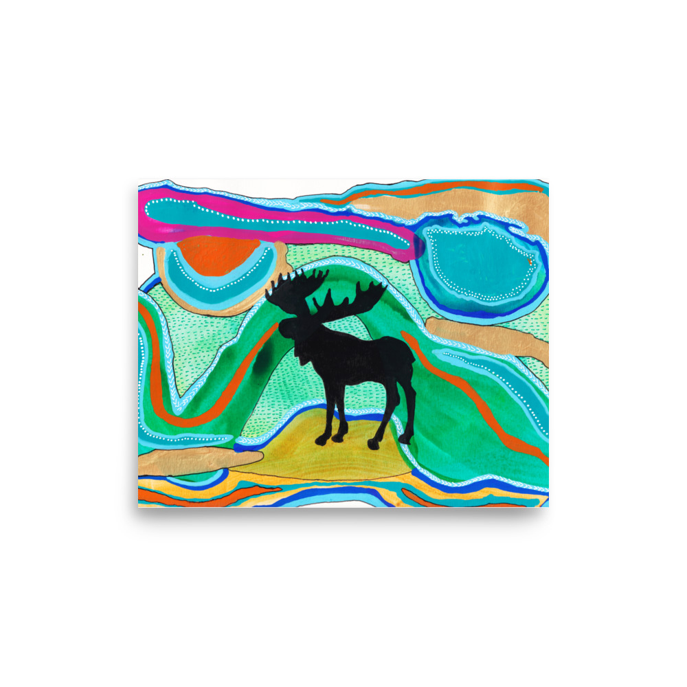 Green Psychedelic Moose Silhouette Art Print - Image 14