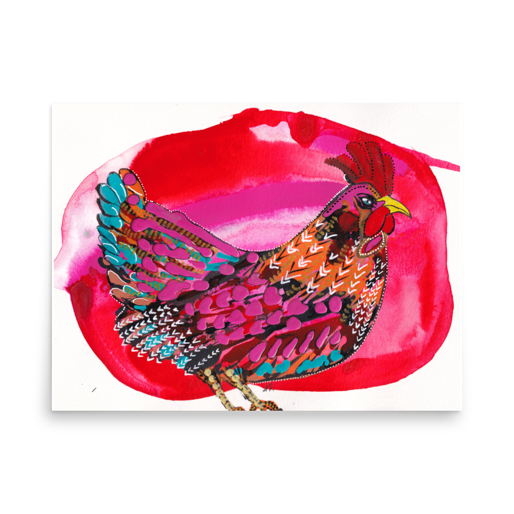 Fiesta Chickens Evil Eye Road Island Red Hen Art Print - Image 4